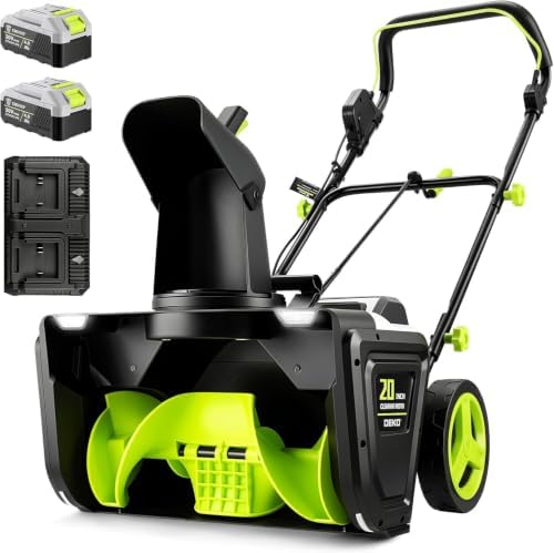 Electric Cordless Snow Blower: DEKOPRO 40V Brushless Electric Snow Blower, 20" Cordless Snow Thrower with 2x4.0Ah Batteries, Charger, LED Light & Adjustable Chute for Driveway, Sidewalk, Steps & Patio
