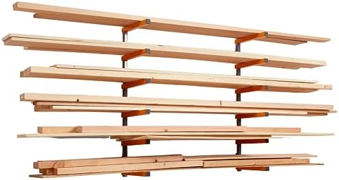 Bora 4-Piece Parallel Clamp Set 571550I & Wood Organizer and Lumber Storage Metal Rack with 6-Level Wall Mount – Indoor and Outdoor Use, In Orange | PBR-001