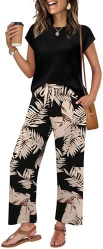 WIHOLL Two Piece Sets for Women Summer Spring Outfits Lounge Sets Beach Vacation Clothes Airport Travel Matching Clothing