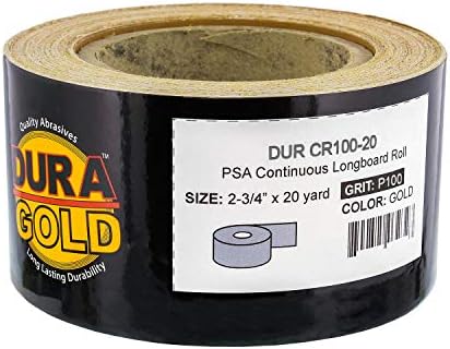 Dura-Gold Pro Series Longboard Hand Sanding File Sander Block - Hook & Loop Backing and PSA Backing Adapter Pad & 100 Grit PSA Longboard Sandpaper 20 Yard Roll, 2-3/4" Wide