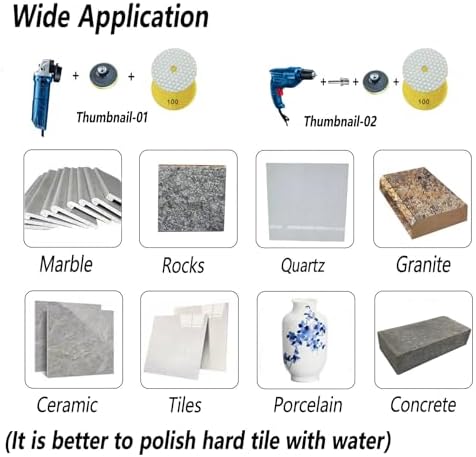 7 Inch Dry Diamond Polishing Pads, 11PCS Wet/Dry Granite Stone Buffing Pad Kit for Marble Concrete Quartz Tiles - High Temperature Resistance Sand Disc for Drill Grinder Polisher