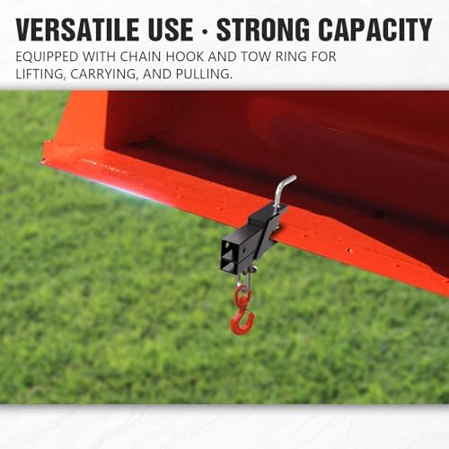 YZONA Tow Hitch 2 Inch, Clamp-On Tractor Bucket Hook Receiver Adapter Quick Attach Receiver Chain Hook for Lifting and Carrying Ring, 1100 LB Towing Capacity, Compatible with 2" Front Bucket Lips