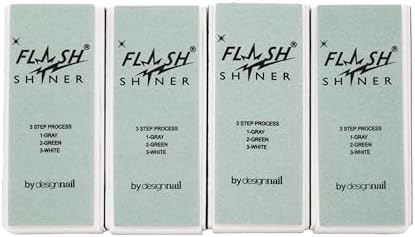 Flash Shiner® Block – 3-Way Nail Buffer – Pack of 4 – Professional Nail Buffer for Natural Shine – Smooths, Conditions & Polishes – Manicure Tool for Home or Salon Use