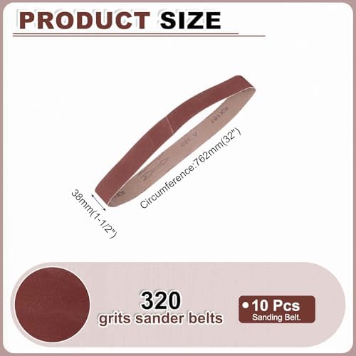 HARFINGTON 1-1/2 x 30 Inch Sanding Belts, 10 Pcs 320 Grits Aluminum Oxide