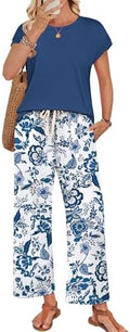 WIHOLL Two Piece Sets for Women Summer Spring Outfits Lounge Sets Beach Vacation Clothes Airport Travel Matching Clothing
