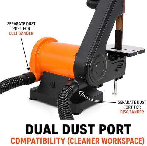 1x30 Belt Sander and 5 Inch Disc Sander - Mini Belt Sander | Tool-Free Benchtop Belt Sander with Dual Dust Ports | Cast Aluminum Bench Sander for Woodworking & Knife Making | Black