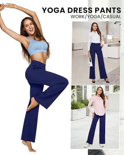 G4Free Yoga Pants for Women Wide Leg Pants with Pockets High Waisted