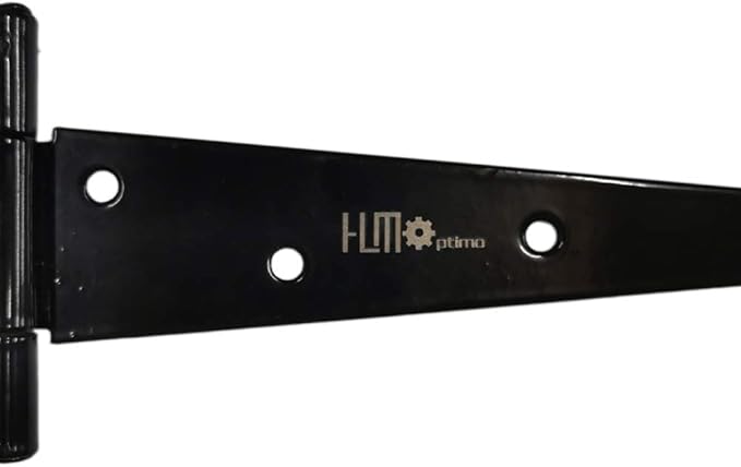 HLMOptimo Heavy Duty Tee Hinge - All Size Black (4 pcs, 4 inch) Rustproof Wrought Iron Shed, Gate, Barn, Fence, Door Hinge
