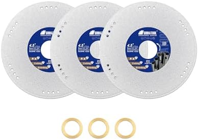 SHDIATOOL 4-1/2 Inch Diamond Metal Cutting Wheel 3PCS, Vacuum Brazed Cut Off & Grinding Disc for Angle Grinder, Cuts Rebar Steel Stainless Aluminum, 7/8" Arbor with Reducer Ring
