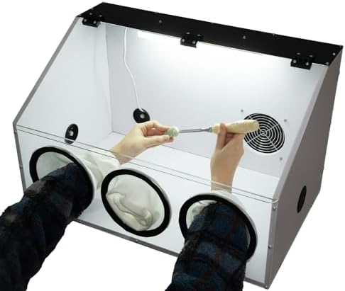 3-hole Fully Enclosed Electric Grinding Table Polisher, Acrylic Cover Dust Box with Led Light and Blower for Polishing Machine, Transparent Table Polisher Dust Box with Cover