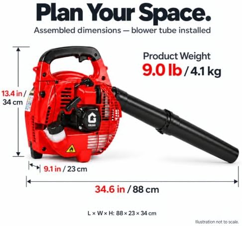 Gas Handheld Leaf Blower,490 CFM,280 MPH,Powerful Yard Cleanup