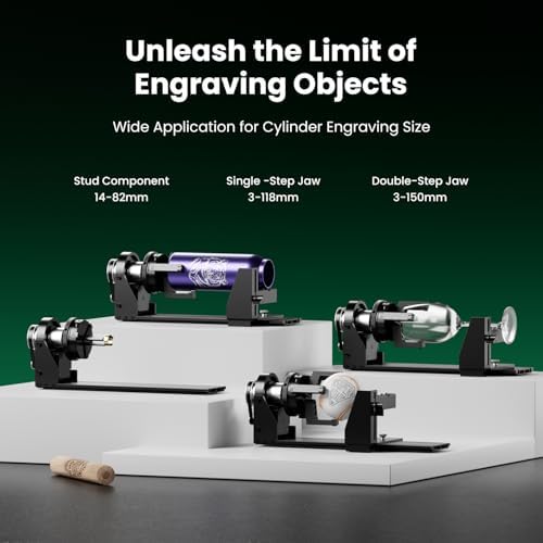 Longer Rotary Roller Series, Rotary Extension for Ray5/B1 Series, Other Frame Engraving Machines (Must with 12Pcs Riser), Y-axis Rotary for Engraving Cylindrical Objects, Tumbler, Size 323*80*112mm