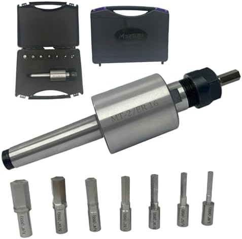 MachEl MT2 Shank Rotary Broach with ER16 Adaptor & Set of 7 Hex Broaches for Versatile Machining Applications