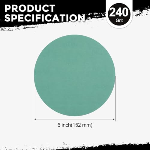 50Pcs Sanding Discs 6In 240Grit Hook and Loop Sandpapers Green