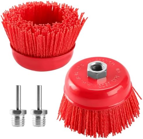 POLIWELL 2 Pack 4 Inch Abrasive Nylon Bristle Cup Brush