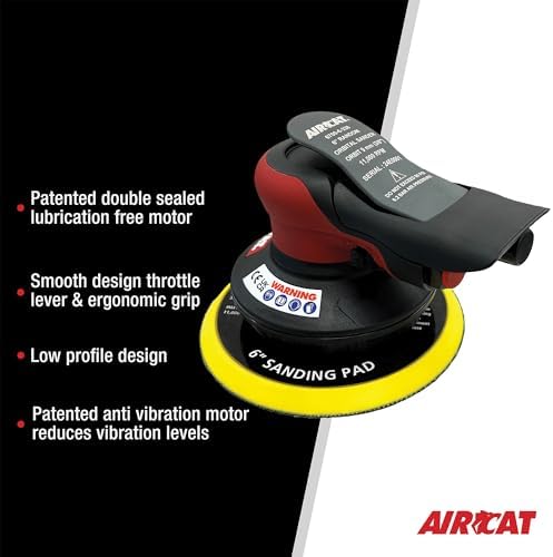 AIRCAT Pneumatic Tools 6700-6-338 6" Palm Sander 3/8" Orbit 11,000 RPM