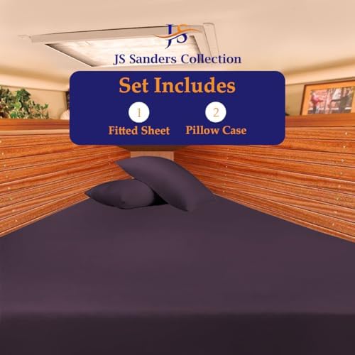 JS Sanders V Berth Boat Sheet 3 Pcs 600 TC Egyptian Cotton,Plum
