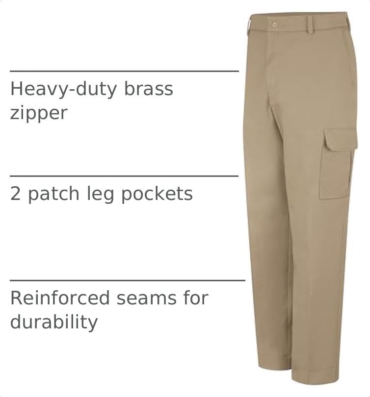 Red Kap Men's Industrial Cargo Pant - Breathable Work Pants, Wrinkle Resistant Design Fights Fading & Stains