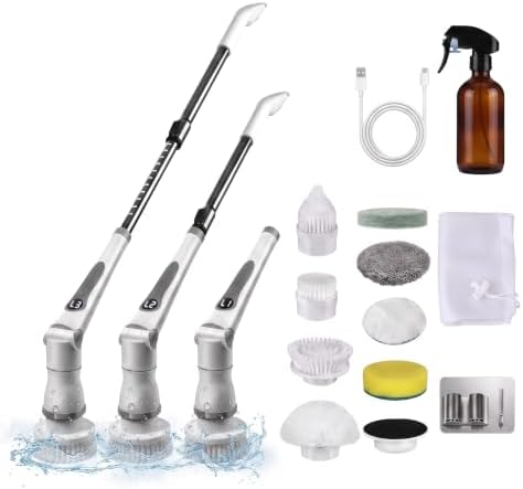 Electric Spin Scrubber Bathroom, Cordless Scrubber with 8 Heads