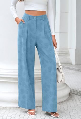 FUNYYZO Wide Leg Dress Pants for Women Work Slacks Business Casual Outfits