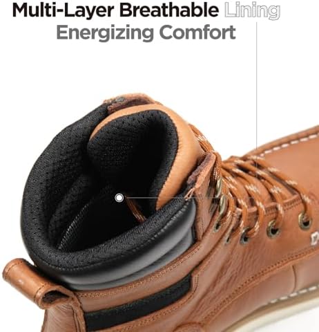 SUREWAY Men's 8" Moc Toe Full-Grain Leather Soft Toe Work Boots, EH Rated