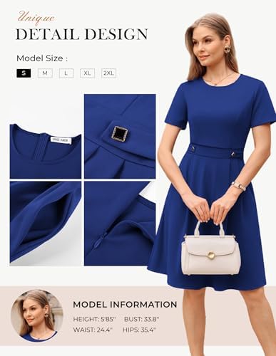 GRACE KARIN Women's 2026 Short Sleeve Church Work Midi Dresses with Pockets