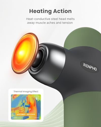 RENPHO Mini Thermal Massage Gun with Heat, Color Silicone Casing, 4 Speeds