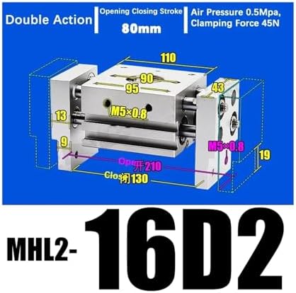 Double Acting Pneumatic Gripper Wide Type Air Gripper Parallel Cylinder Aluminium Clamps MHL2-20D MHL2-20D1 MHL2-20D2(MHL2-16D2)