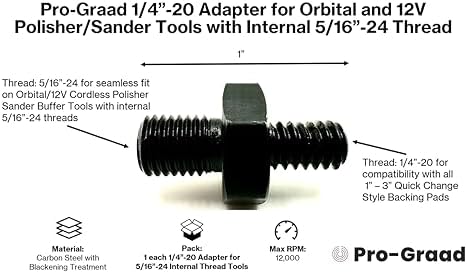 5/16-24 Adapters for Orbital/DA & 12V Cordless Polisher Sander Tools (1/4"-20 Adapter)