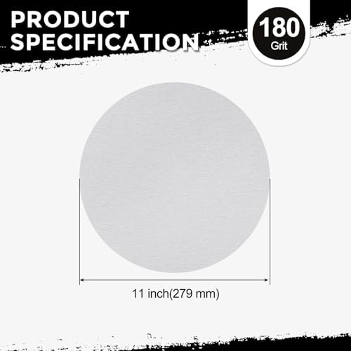 25Pcs Sanding Discs 11In 180Grit Hook and Loop Sandpapers White