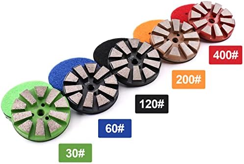 5PCS 3" 10 Segments Metal Bond Diamond Grinding Polishing Pad Concrete Marble Granite (Mix)