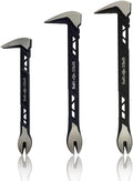 Spec Ops Tools Nail Puller Cats Paw Pry Bar, High-Carbon Steel, for Woodworking & Remodeling, 8, 10 & 11 Inch Combo Pack