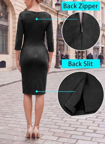 VFSHOW Womens Work Business Office Zipper Up Slim Bodycon Sheath Dress
