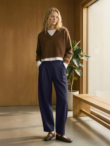 NIMIN Women Barrel Work Pants High Waisted Business Casual Trousers