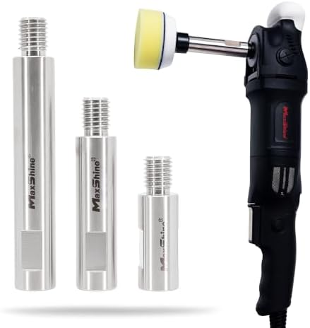 Maxshine Universal Stainless Steel Rotary Extension Shaft Set – 2”, 3” & 5” Polisher Extenders for 5/8” Backing Plates – 3-Piece Rotary Polisher Accessory for Car Polishing & Detailing
