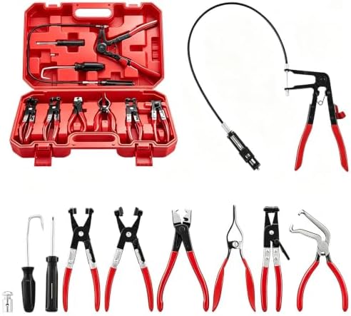 Sakerplus Hose Clamp Pliers Set, Long Reach Automotive Clamp Removal Kit