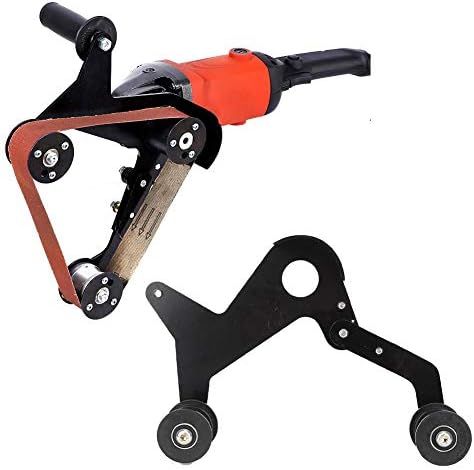 Pipe Polishing Machine Stainless Steel Pipe Polisher, Belt Sander Attachment Pipe Grinder for Elbow Tubes Model M10 Includes Driving Wheel, Handle, 5 Abrasive Belts, Protective Cover