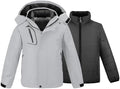 wantdo Boys' 3-in-1 Ski Jacket Fleece-Lined Winter Coat Hooded Raincoat