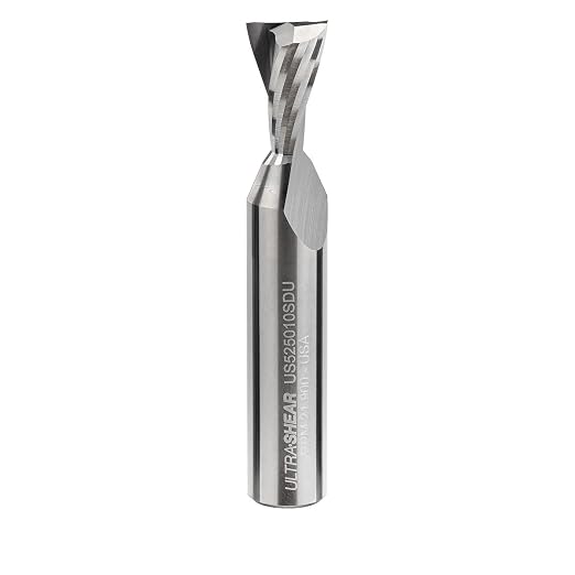 Solid Carbide 10° Dovetail Router Bit, 1/2SH, 1/2" Dia, 5/8" CL, 2-Flute, Up-Cut Spiral Geometry for Chatter-Free, Superior Quality Woodworking Joinery, USA Made - US525010SDU