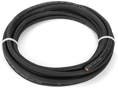 EWCS 4 Gauge Premium Extra Flexible Welding Cable 600 Volt - Black - 50 Feet - Made in The USA