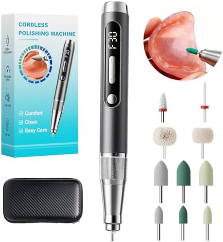 Cordless Polishing Machine, Smooth Rough Spots & Clean Surfaces for a Comfortable Fit - USB-C 30000 RPM Portable Repair & Reline Adjustment Kit with 11 Attachments & Travel Case