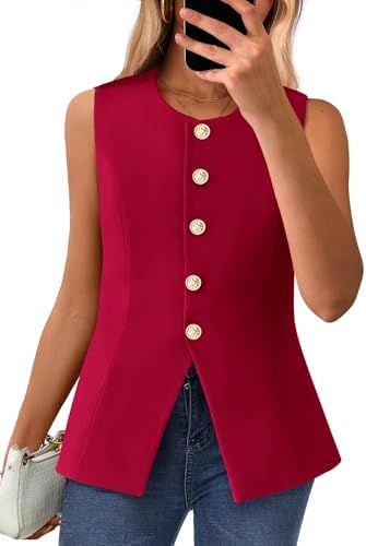 BTFBM Suit Vest Tops For Women Sleeveless Blazer Work Wear