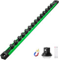 Reniteco Magnetic Socket Organizer, 3/8” Aluminum Alloy Rail, 14 Clips | Heavy-Duty Socket Rails, Removable 360° Swivel ABS Clips, Magnetic Base, Tool Box Drawer or Wall Mount