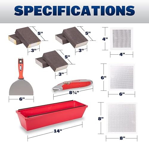 WAL-Board Tools Drywall Patch Repair Kit, Mud Pan, Knife, Aluminum Mesh