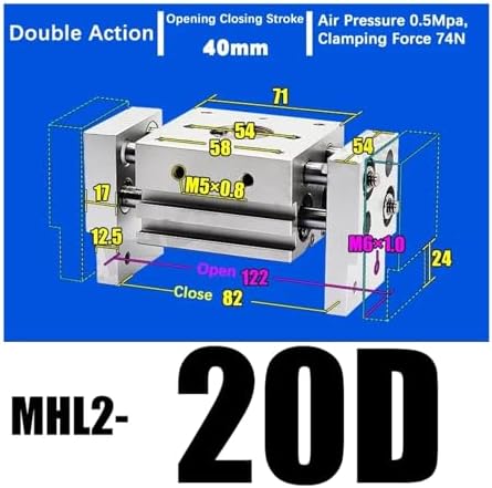 Double Acting Pneumatic Gripper Wide Type Air Gripper Parallel Cylinder Aluminium Clamps MHL2-20D MHL2-20D1 MHL2-20D2(MHL2-20D)