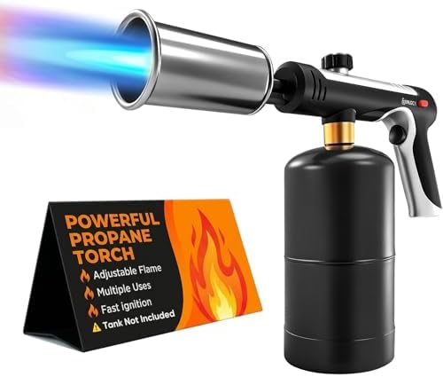 Saker Propane Torch,3272°F High Heat Adjustable Flame Thrower Gun with Safety Lock,Propane Torch Gun Flamethrower for BBQ, Grill, Campfire,Searing Steak, Cooking and Camping(Tank Not Included)