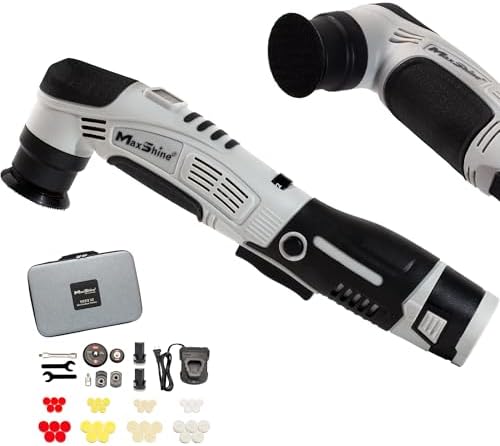 Maxshine M0312 V2 Cordless Mini Polisher Grey – Lightweight DA & Rotary Buffer for Cars, Trucks & Boats – 6-Speed Portable Detailing Tool for Scratch Repair, Headlight Restoration, Swirl Removal
