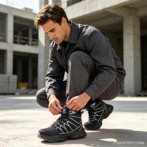 Hogent Steel Toe Shoes for Men Women - Non Slip & Lightweight Work Shoes
