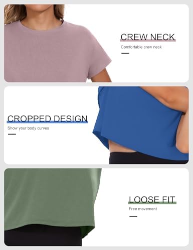 Dalavch 4/6 Pack Women's Crop Top Short Sleeve Athletic Workout Loose Fit