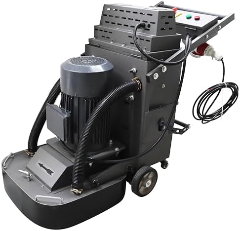 Electric Floor Grinder Wet Dry Concrete Polisher 9 Head Hand-Push Grinding Machine for Cement Surfaces Refurbishing 40L Vacuum Dust Collector 220V 7.5kw Two Fans